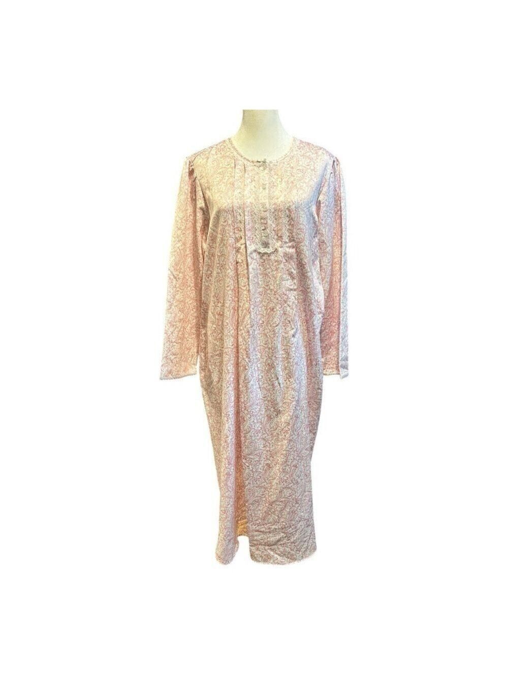 MISS ELAINE Pink Paisley Nightgown Lace Trim New with Tags Size Small